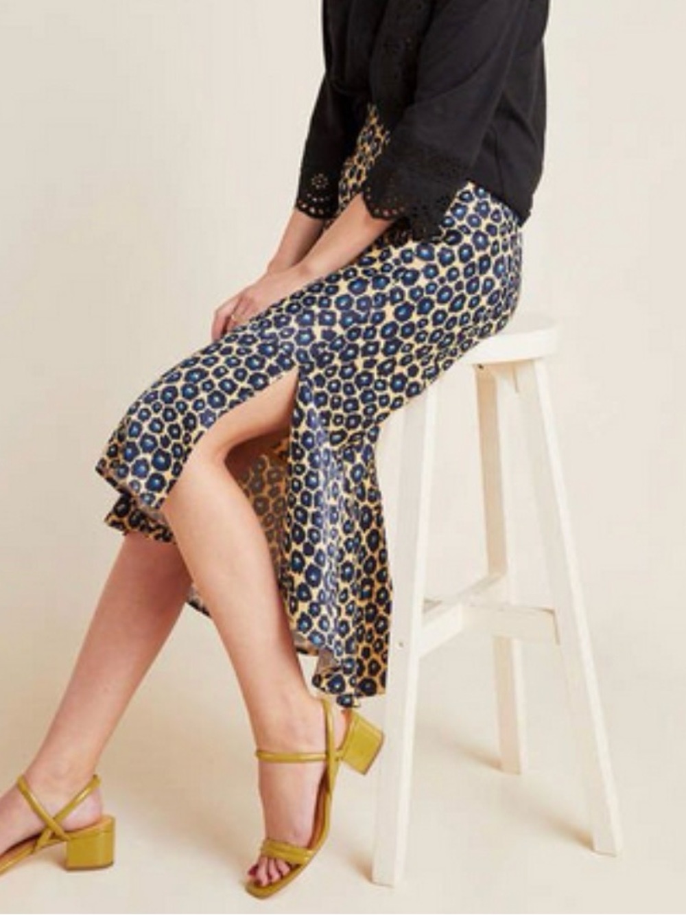 Maeve by Anthropologie Leopard Midi Skirt with Side Slit